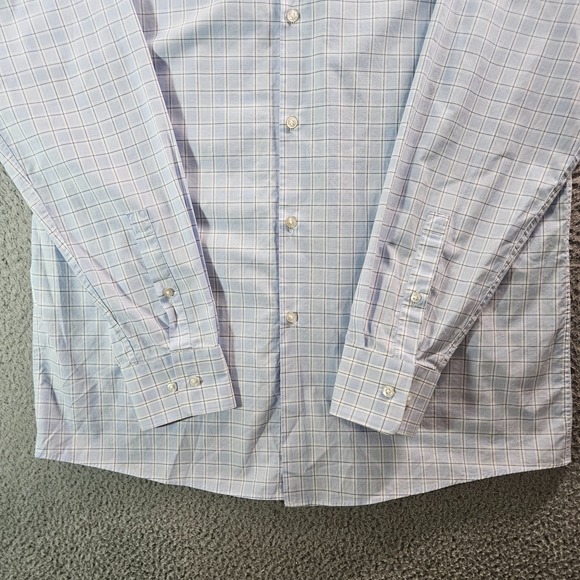 Hugo Boss Shirt Men 16.5 34 35 Sharp Fit‎ Button Long Sleeve White Blue Plaid - Picture 3 of 11